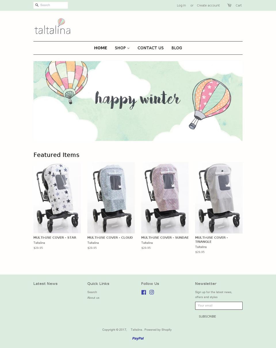 taltalina.com shopify website screenshot