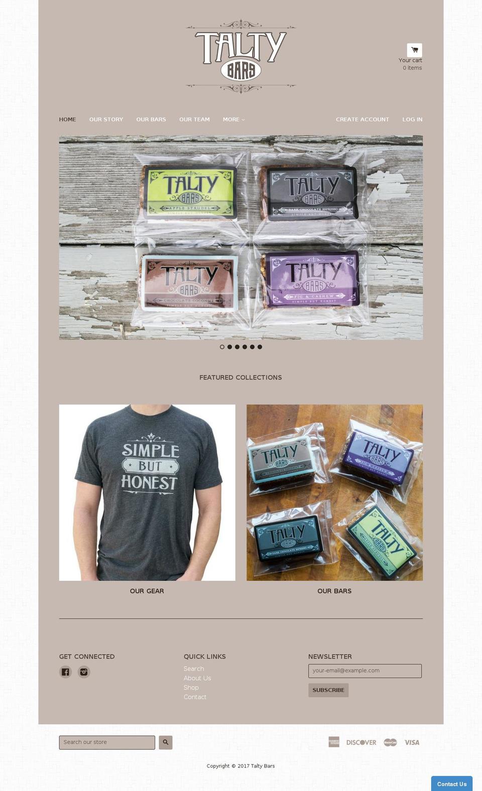 taltybars.com shopify website screenshot