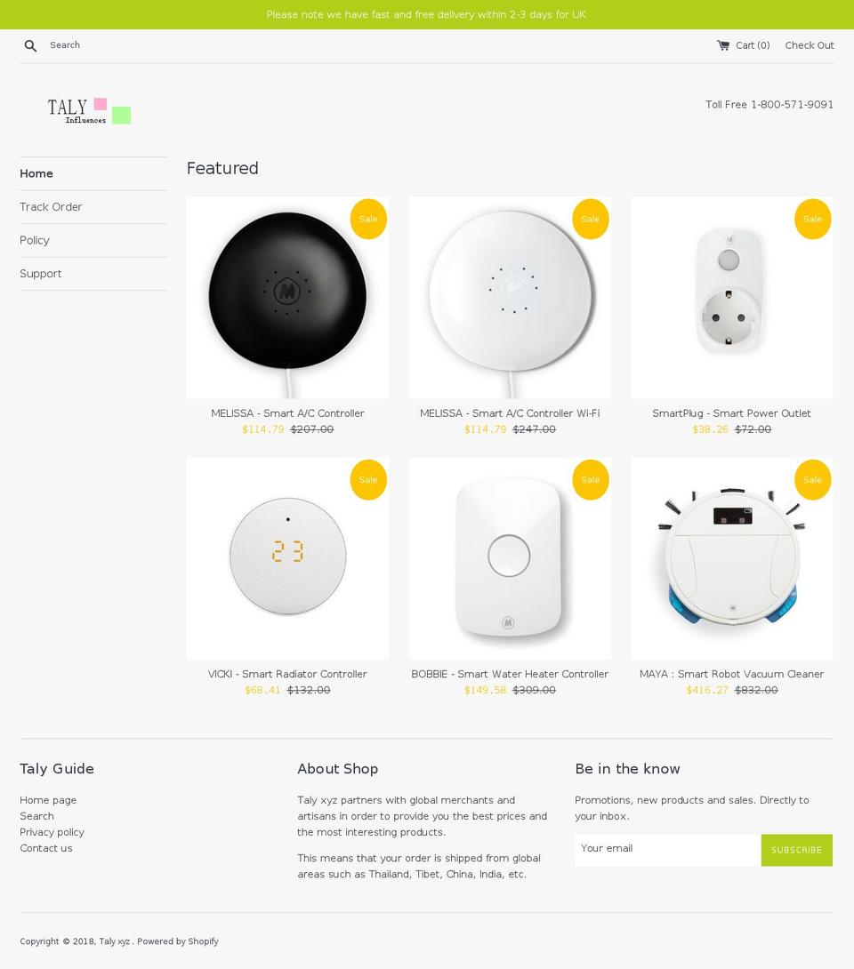 taly.xyz shopify website screenshot