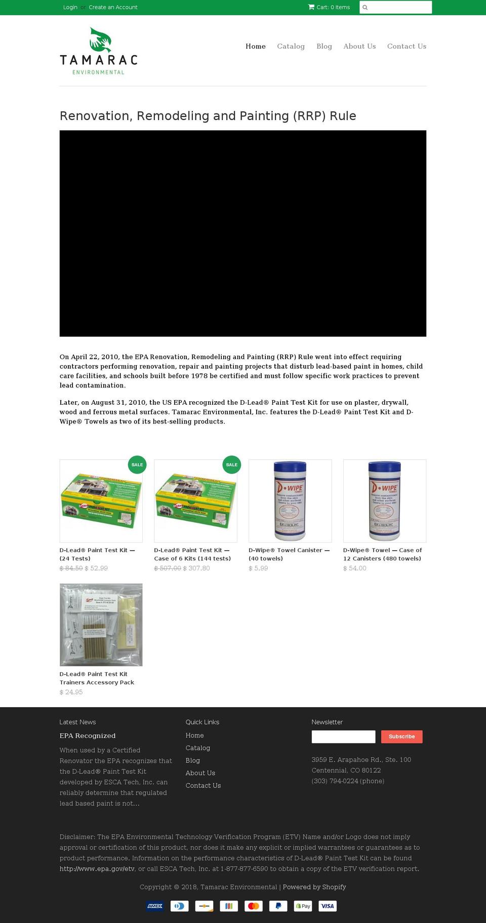 tamaracenv.com — Shopify storefront screenshot