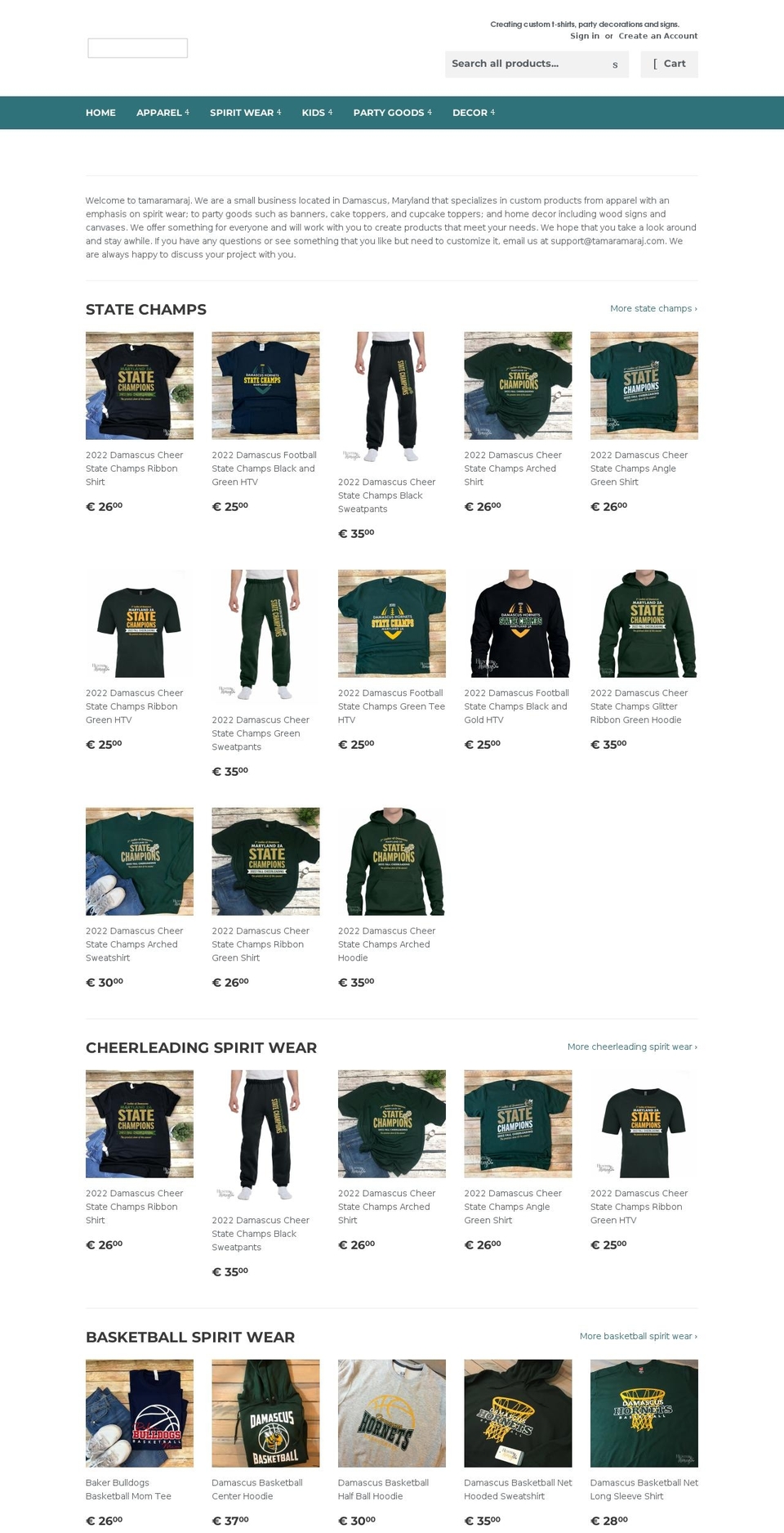 tamaramaraj.com shopify website screenshot