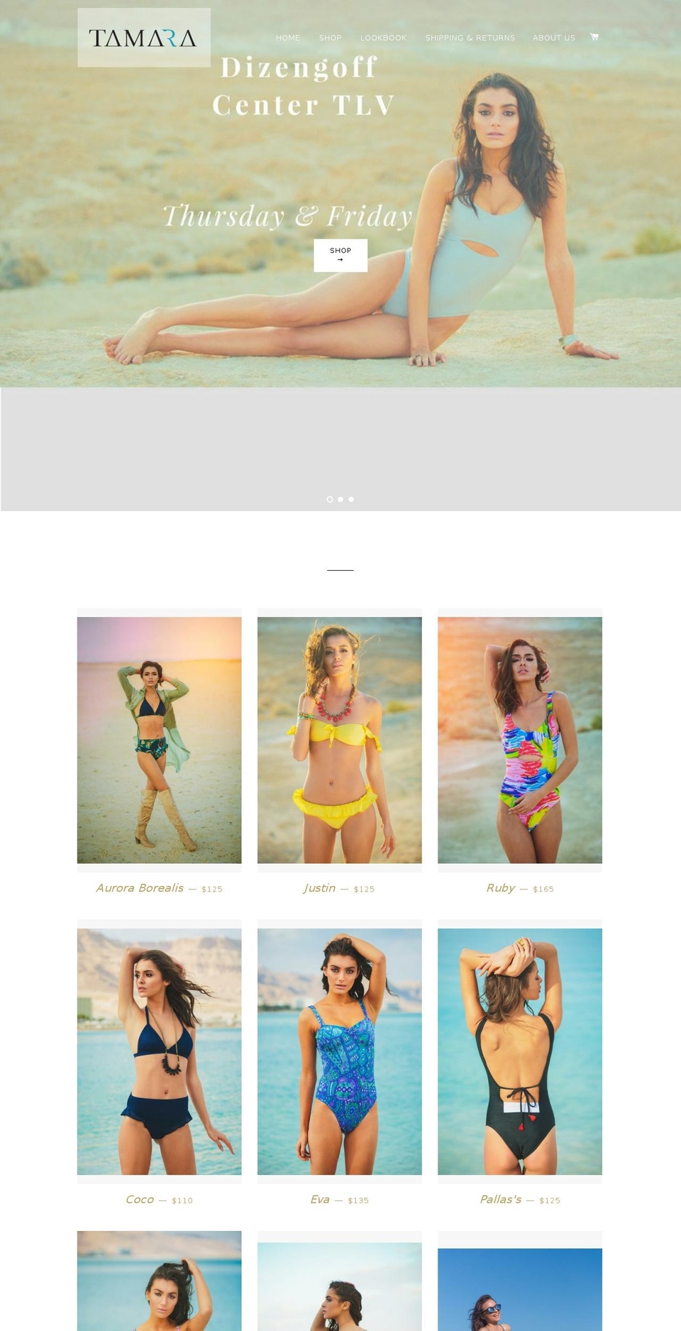 tamaraswimwear.com shopify website screenshot