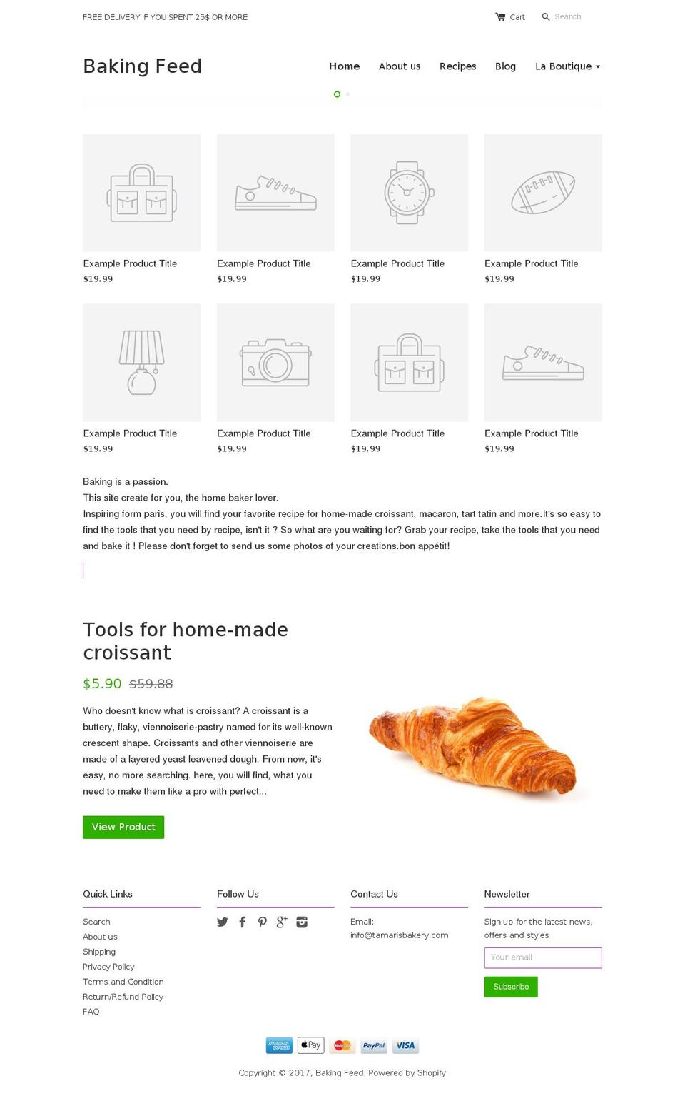tamaris-bakery.myshopify.com shopify website screenshot