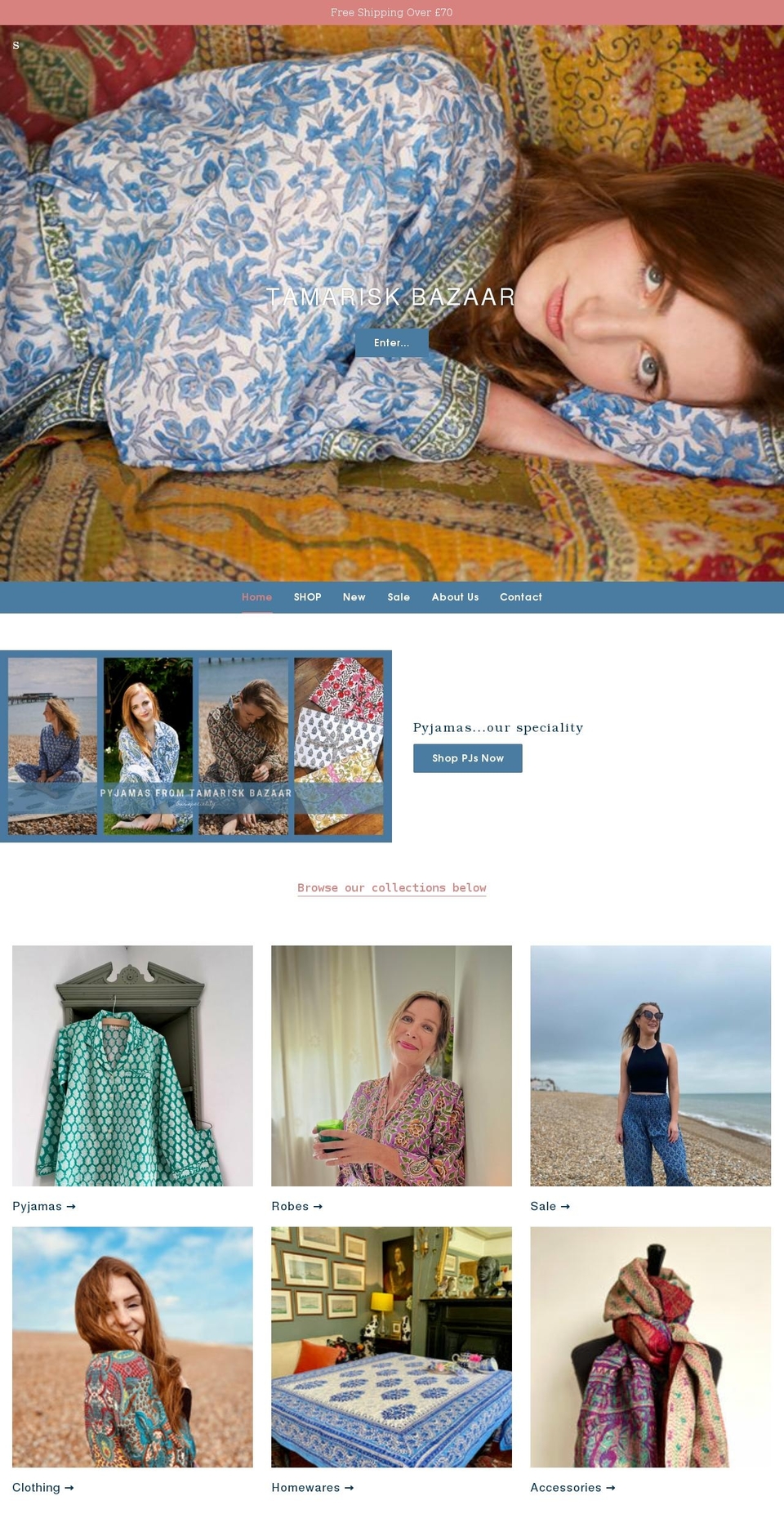 tamariskbazaar.co.uk shopify website screenshot