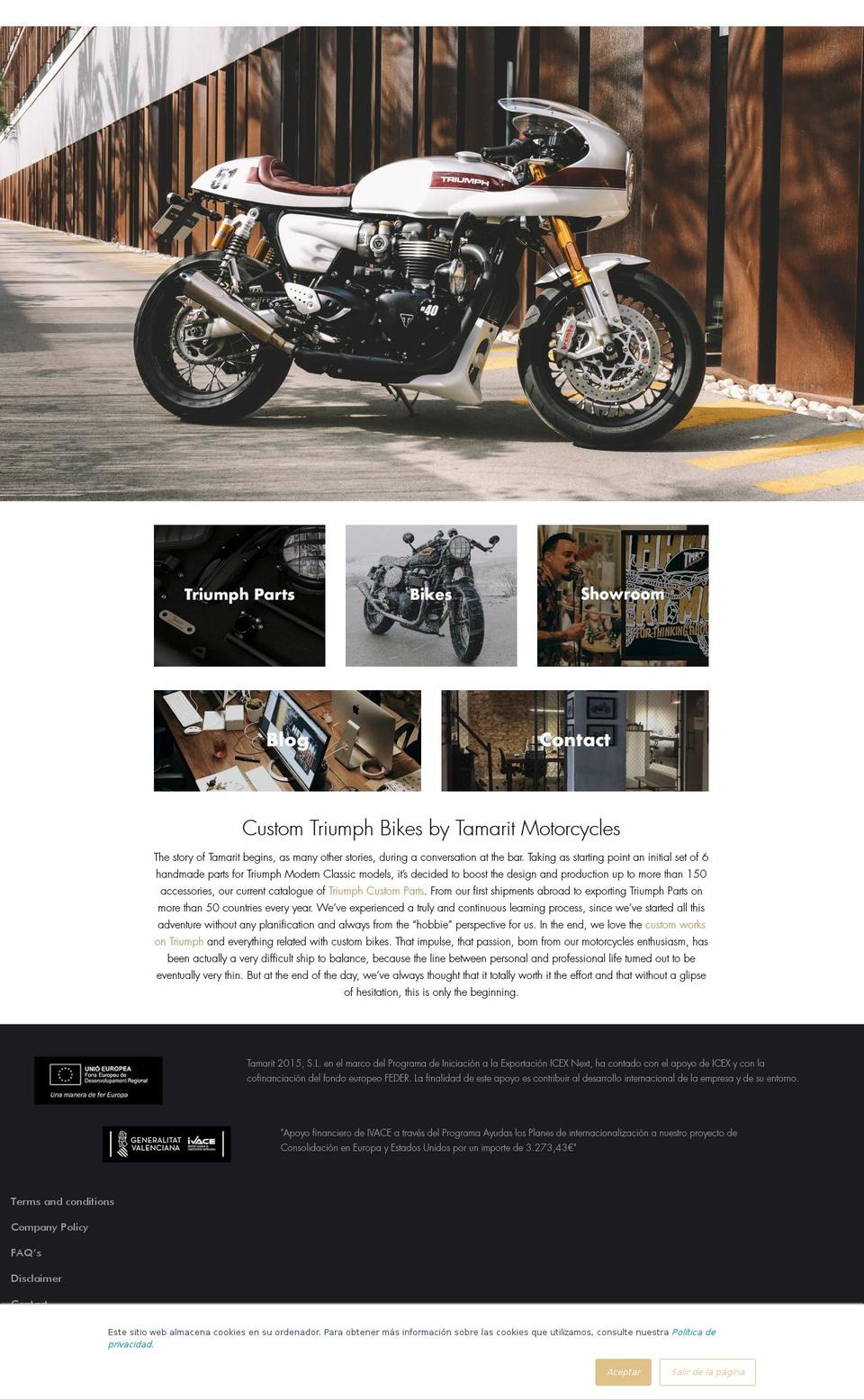 TMRT Shopify theme site example tamaritmotorcycles.es