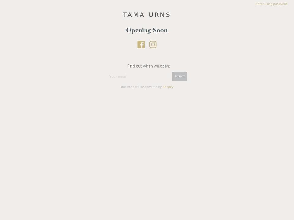 tamaurns.com — Shopify storefront screenshot