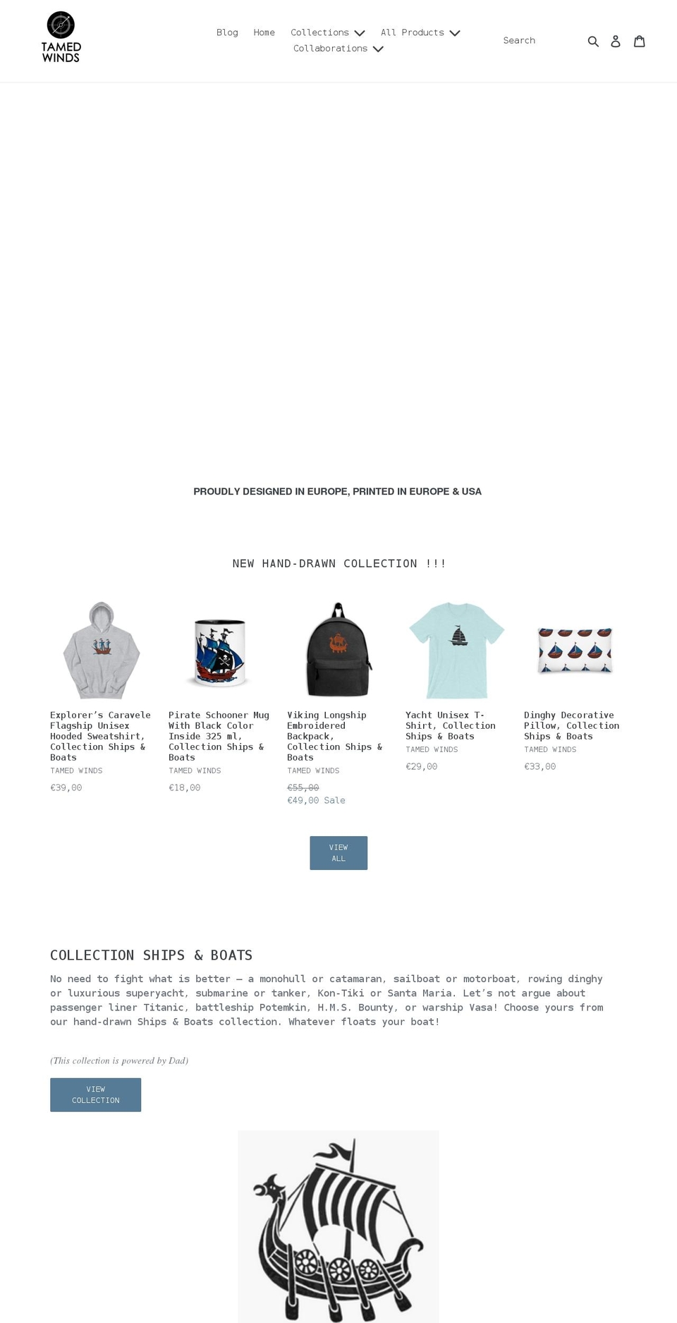 tamedwinds.com — Shopify storefront screenshot
