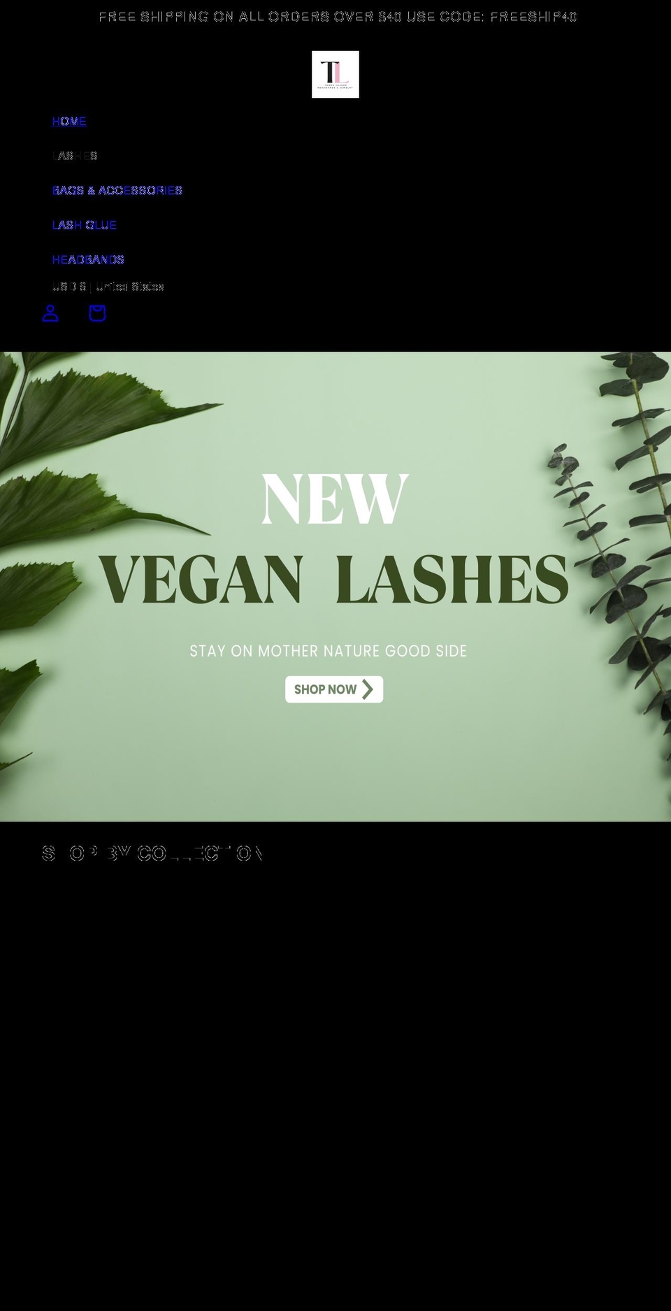 tameelashes.com shopify website screenshot