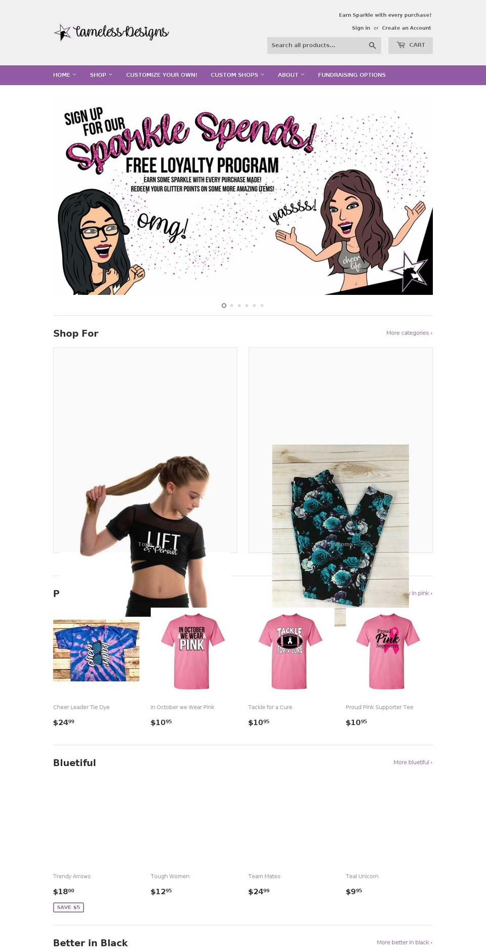 tamelessdesigns.com shopify website screenshot