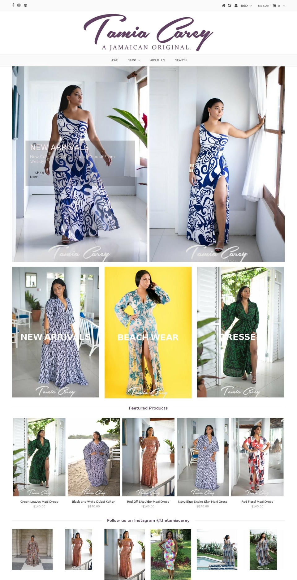 tamiacarey.com shopify website screenshot