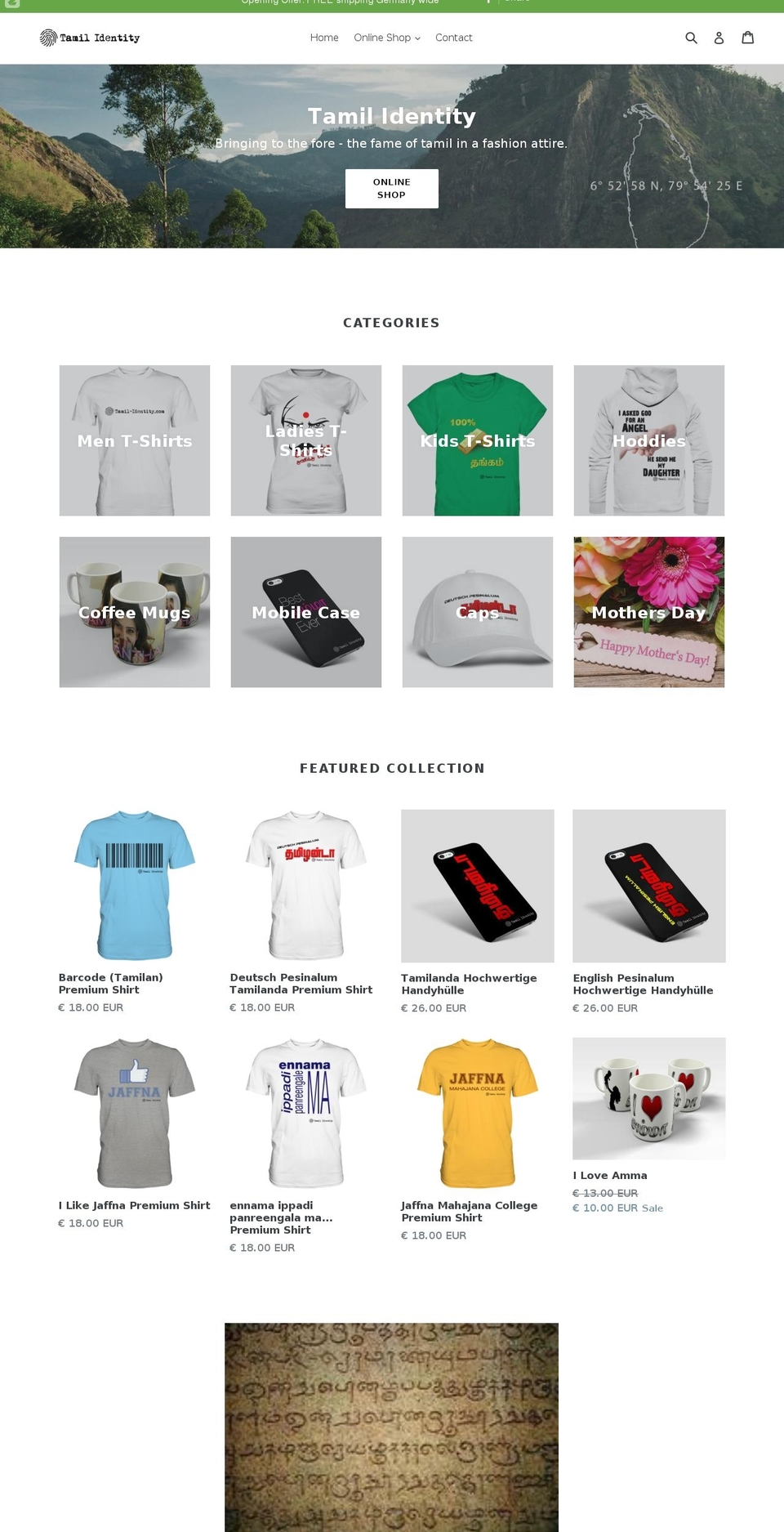 tamil-identity.com — Shopify storefront screenshot