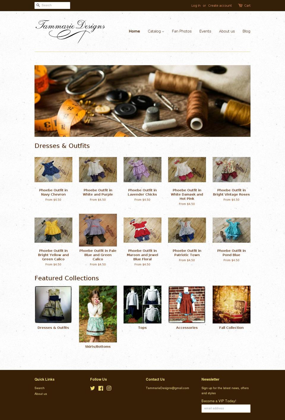 tammariedesigns.com shopify website screenshot