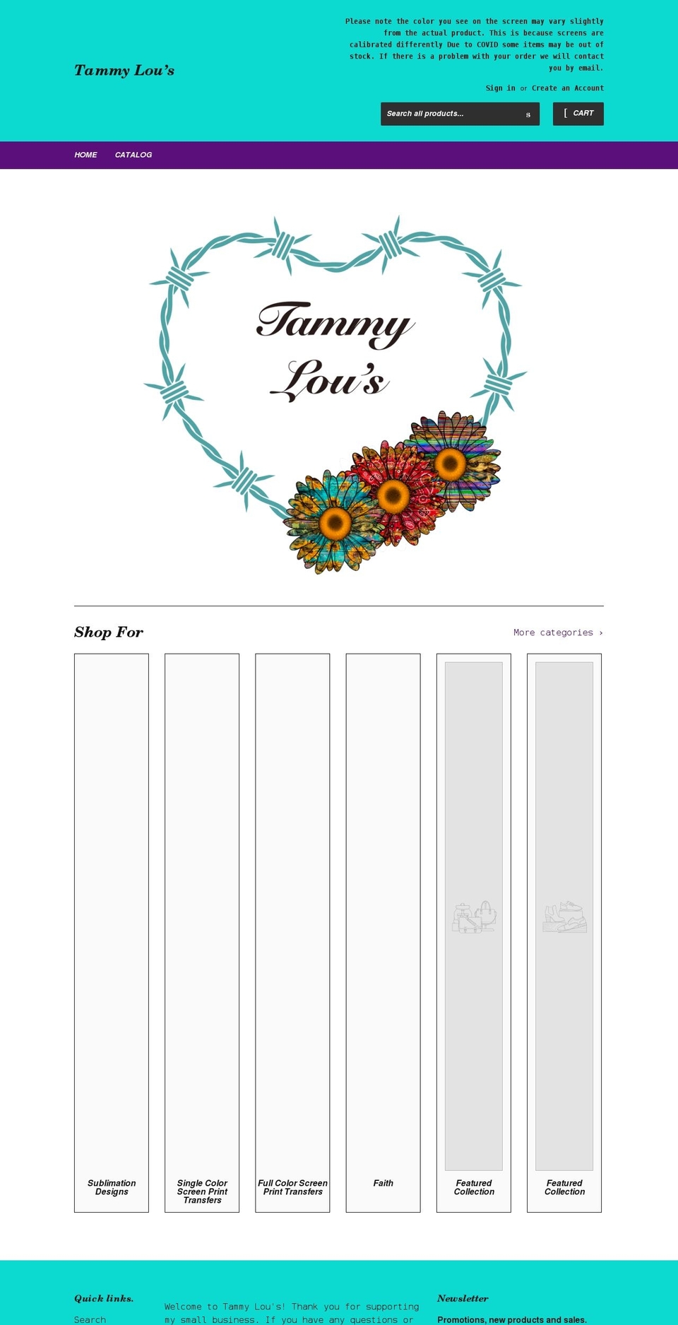 tammylous.com shopify website screenshot