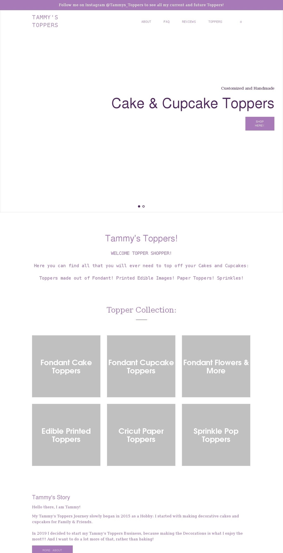 tammystoppers.com shopify website screenshot