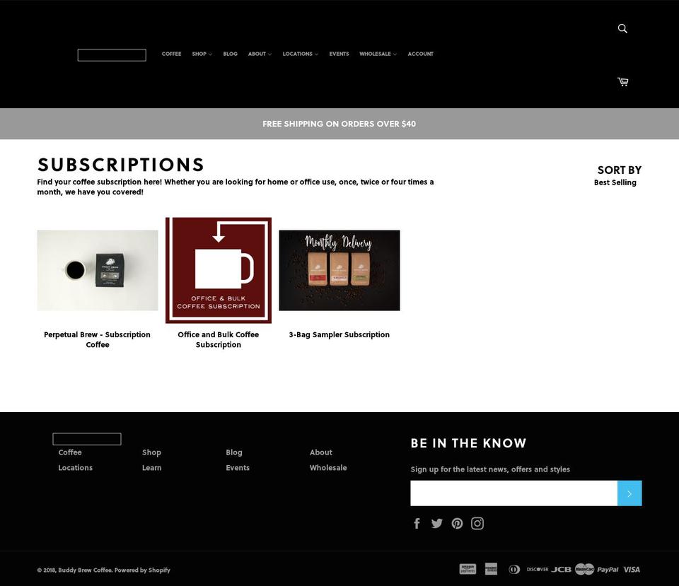 Buddy Brew Coffee 2018 Shopify theme site example tampacoffeeclubs.com