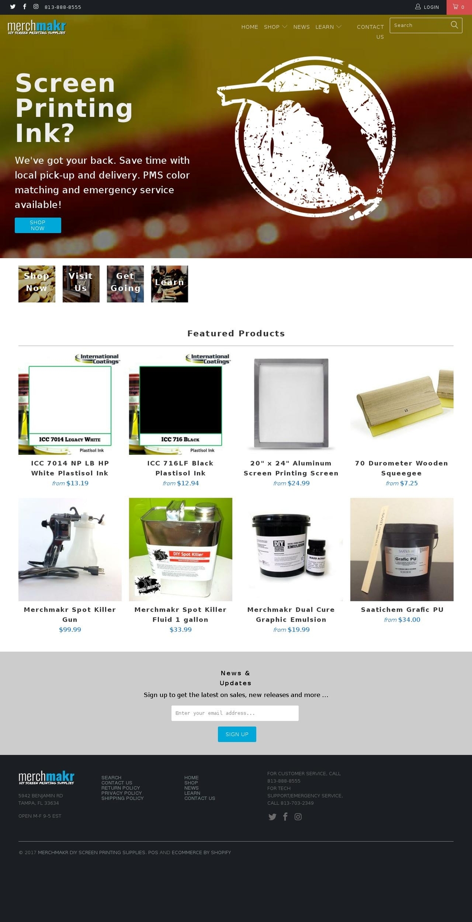 tampascreenprintingsupplies.com shopify website screenshot