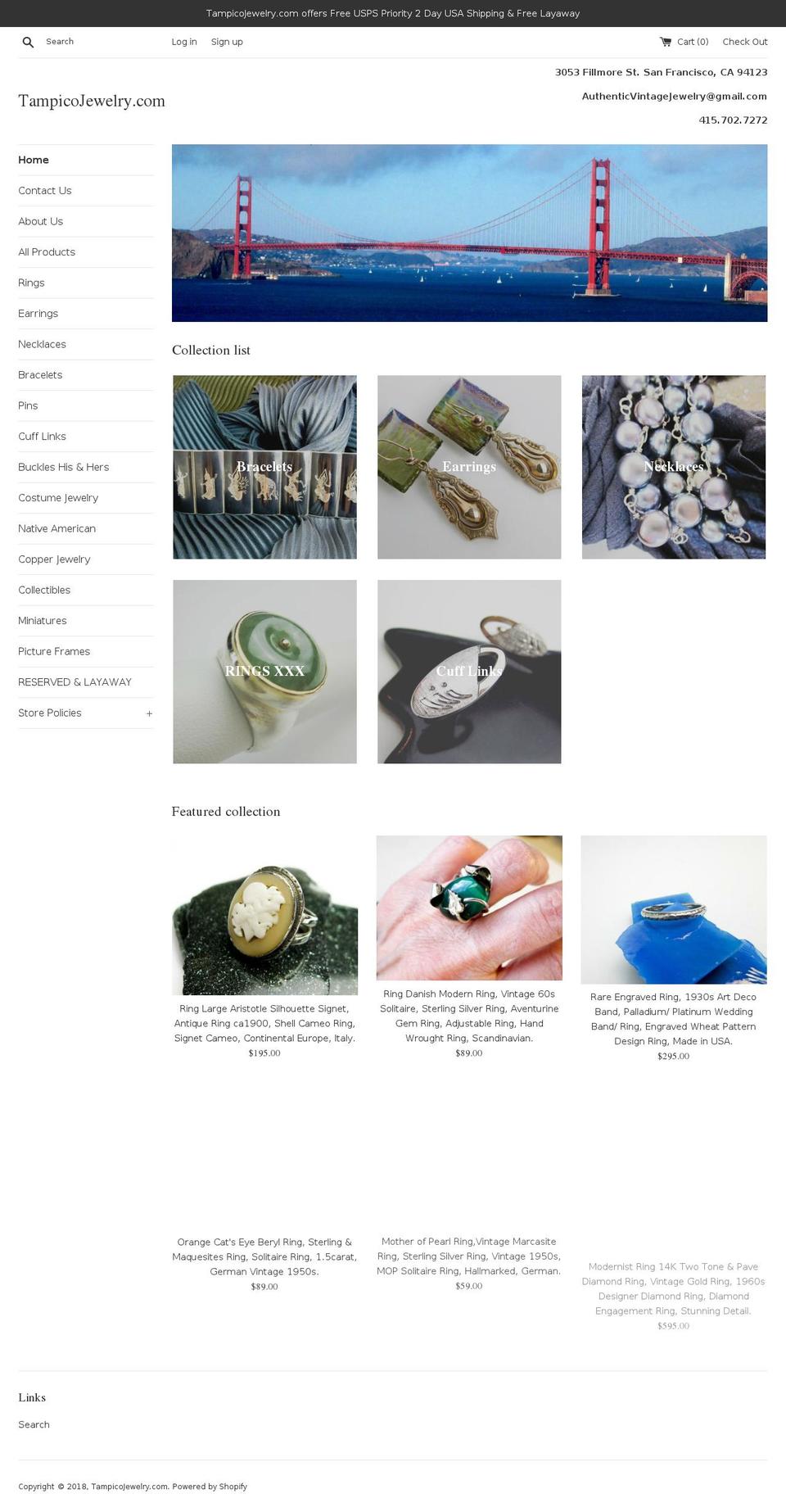tampicojewelry.com shopify website screenshot