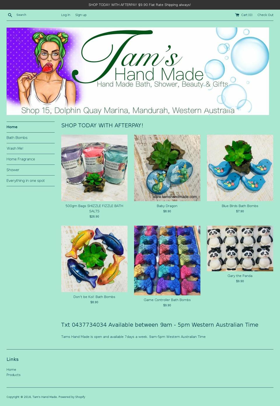 tamshandmade.com — Shopify storefront screenshot