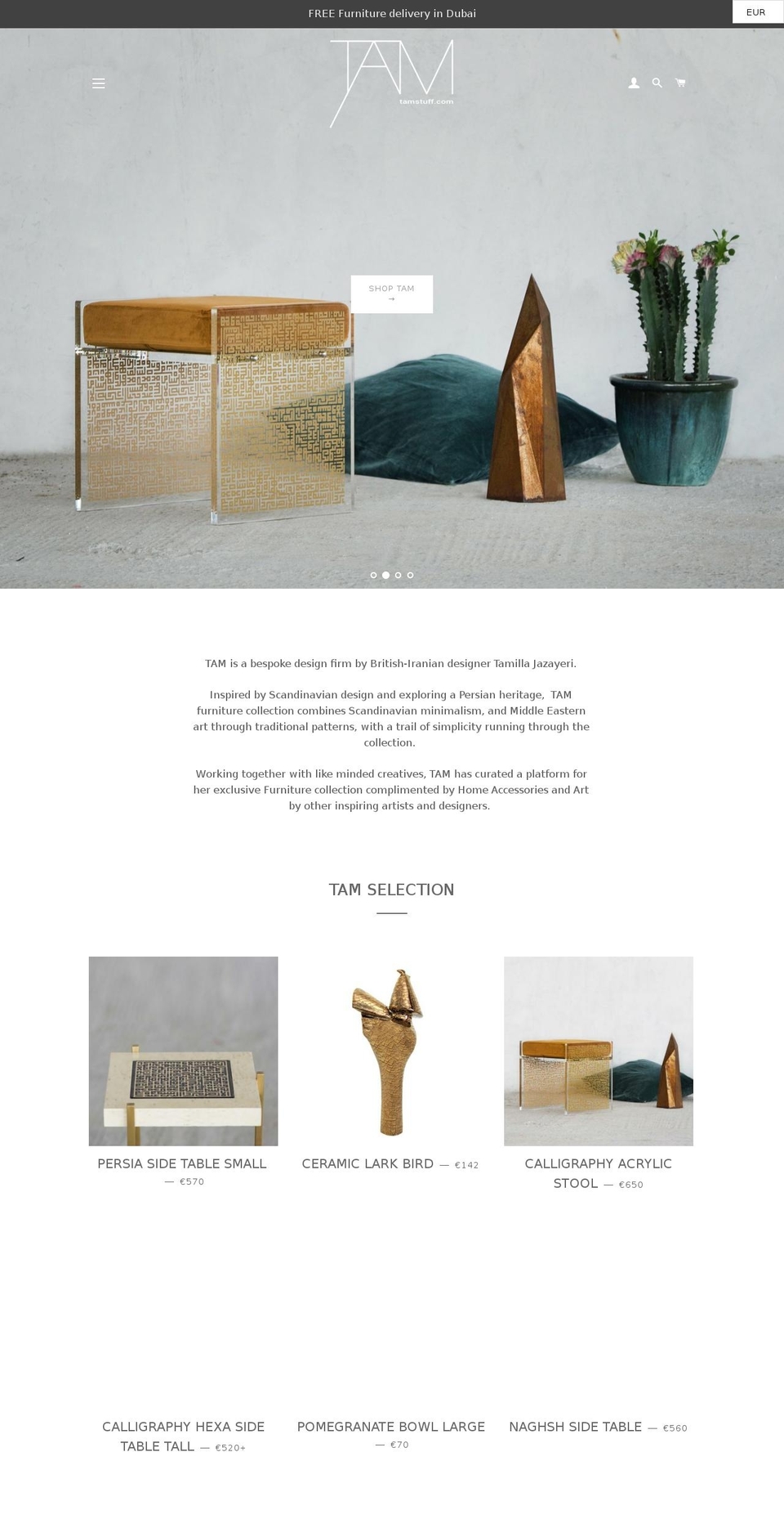 tamstuff.com — Shopify storefront screenshot