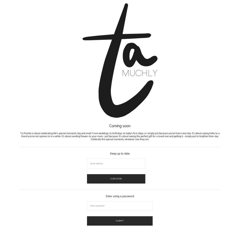 tamuchly.com shopify website screenshot