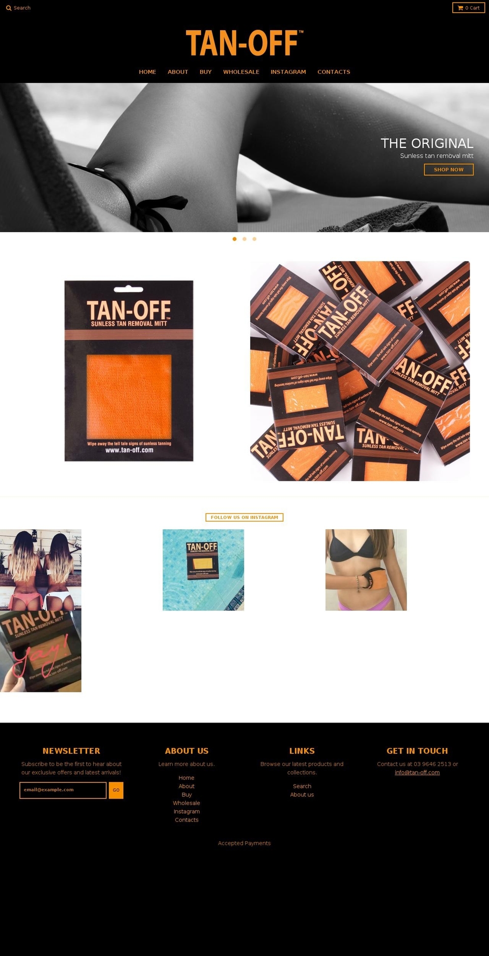 tan-off.com shopify website screenshot