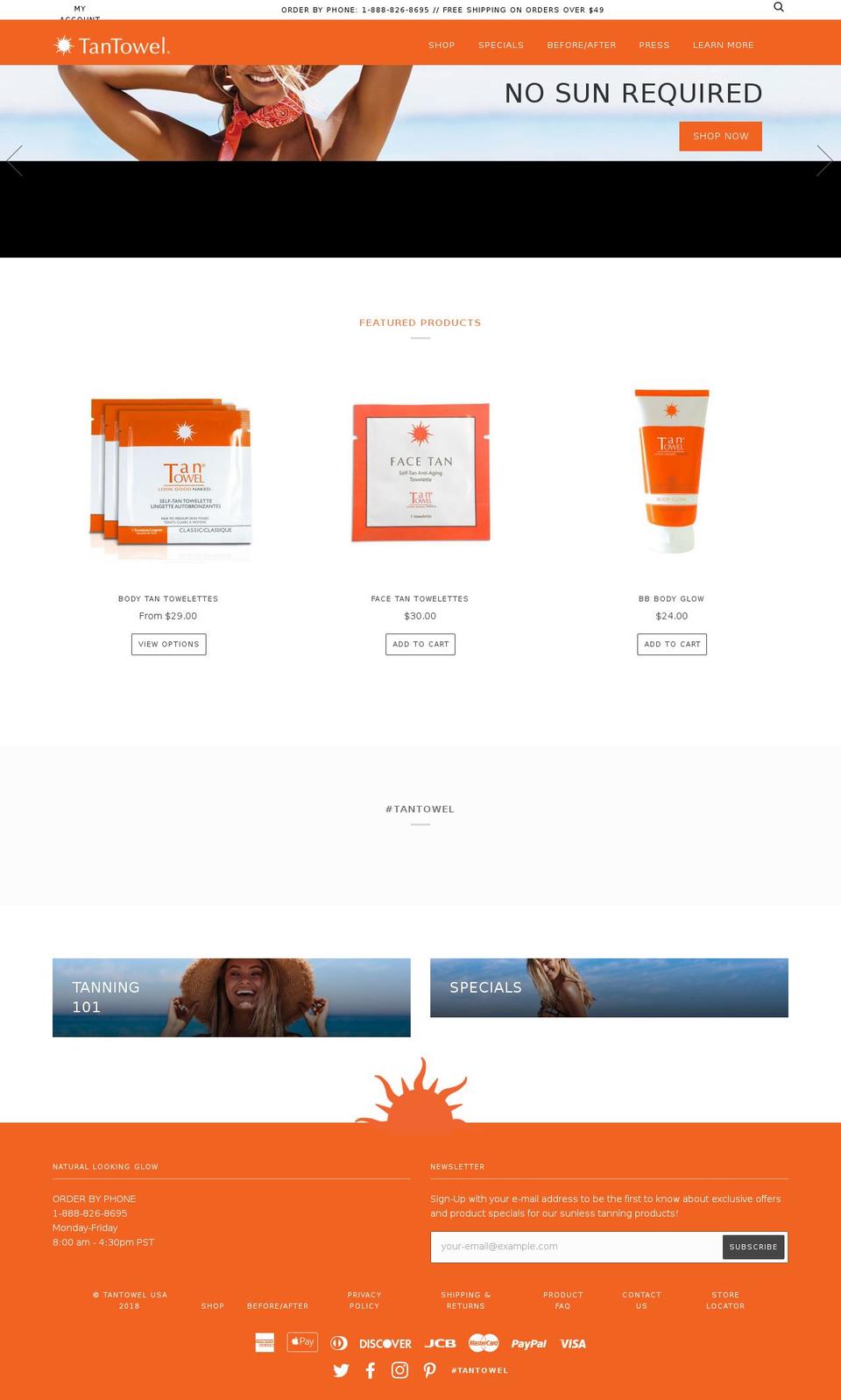tan-towel.net shopify website screenshot