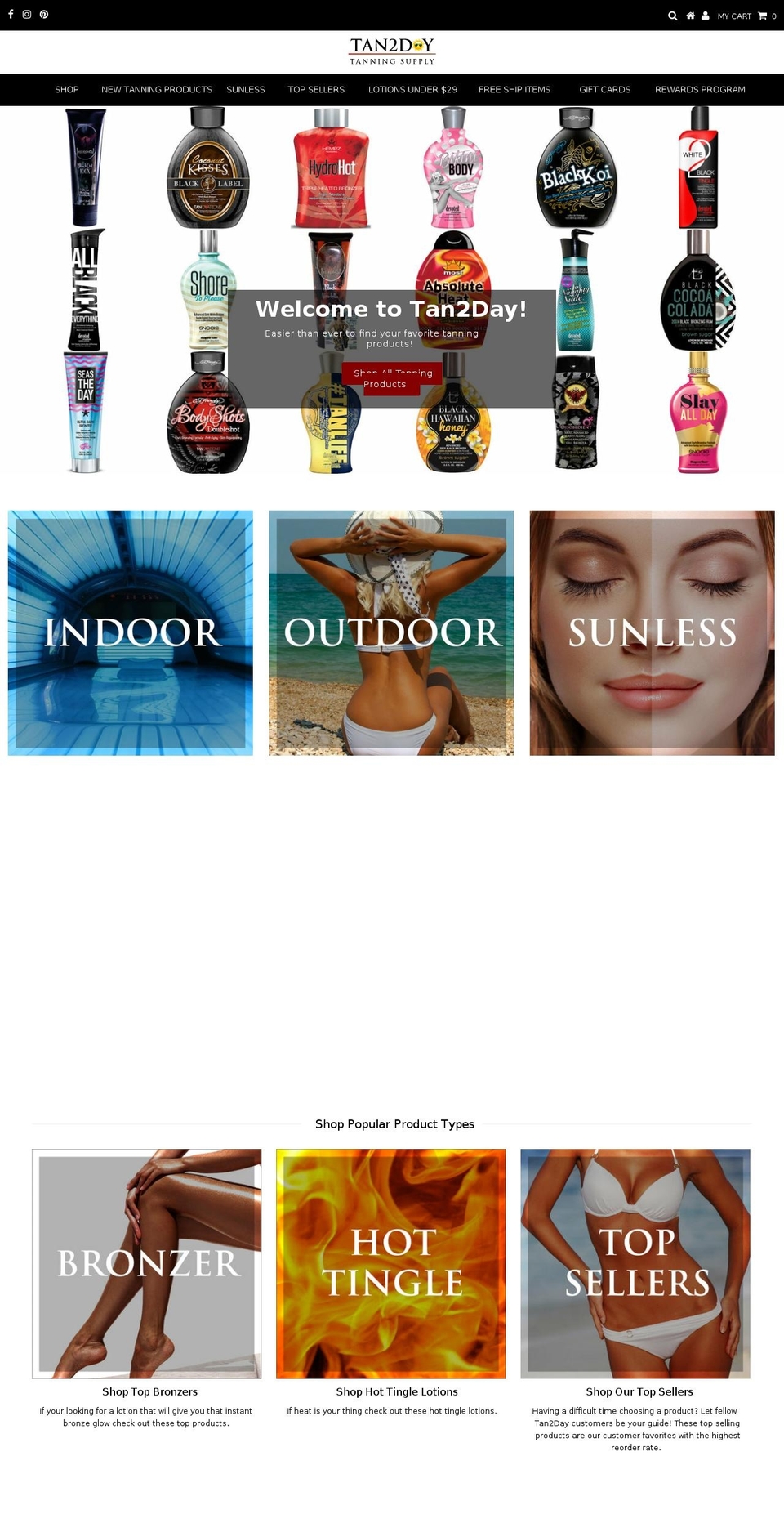 tan2day.com shopify website screenshot