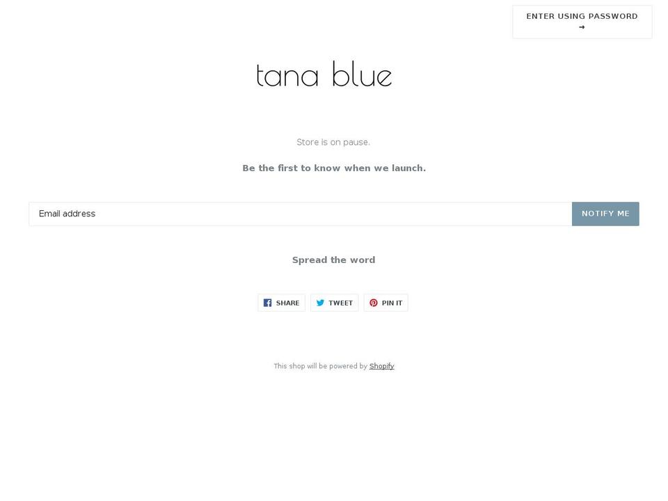 tanablue.com — Shopify storefront screenshot