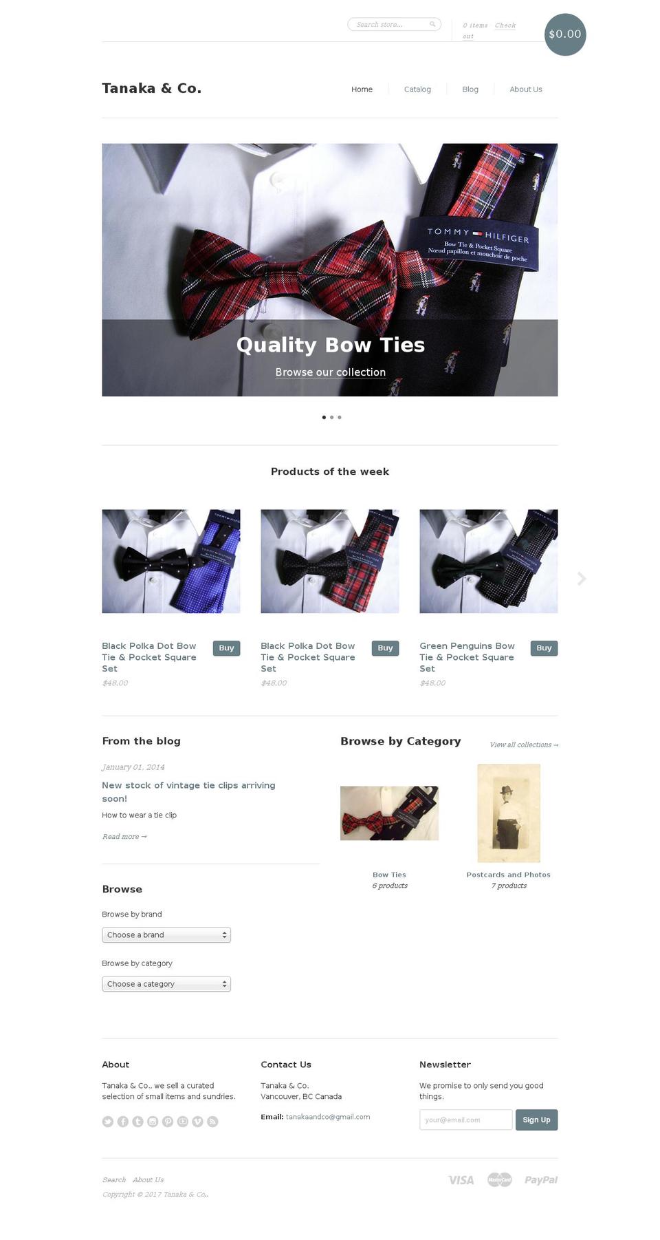 tanaka-and-co.com shopify website screenshot