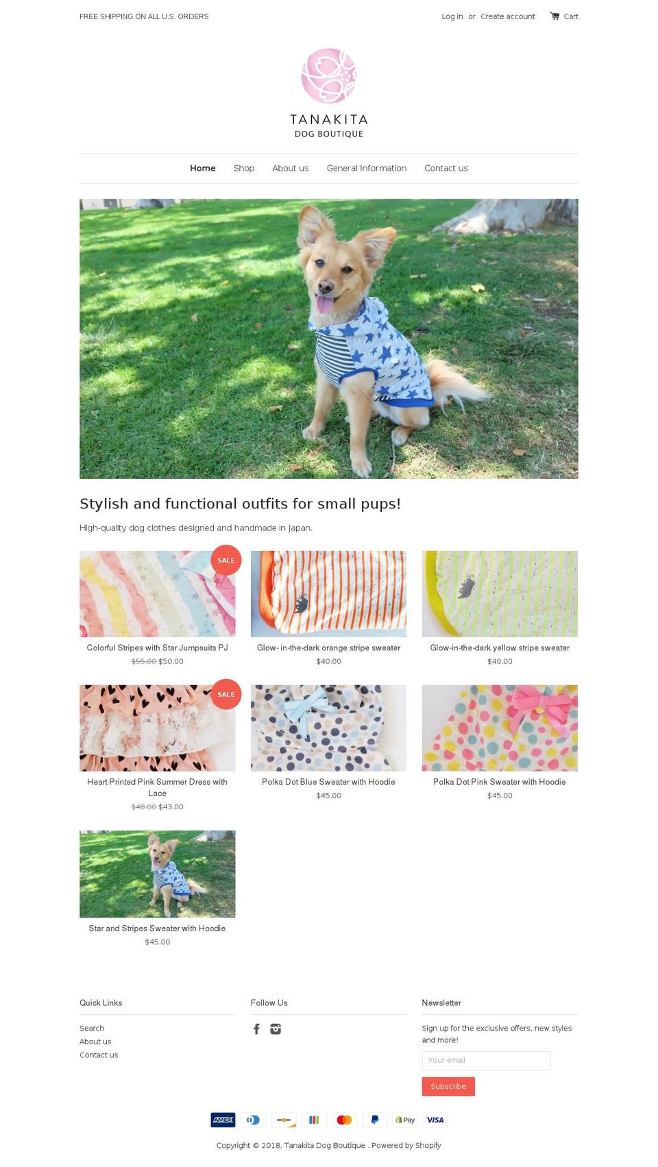 tanakitadogboutique.com shopify website screenshot