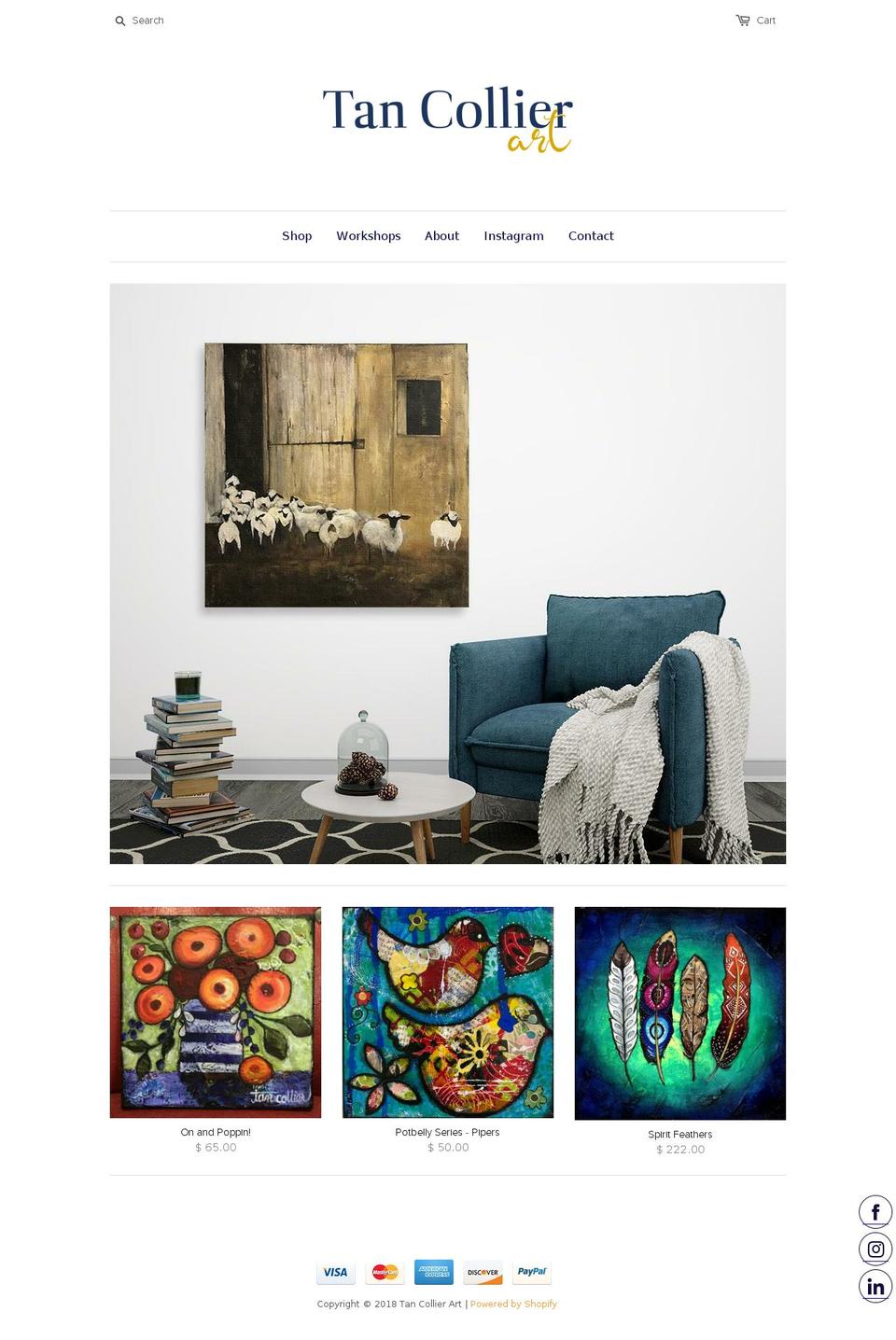 tancollierart.com shopify website screenshot