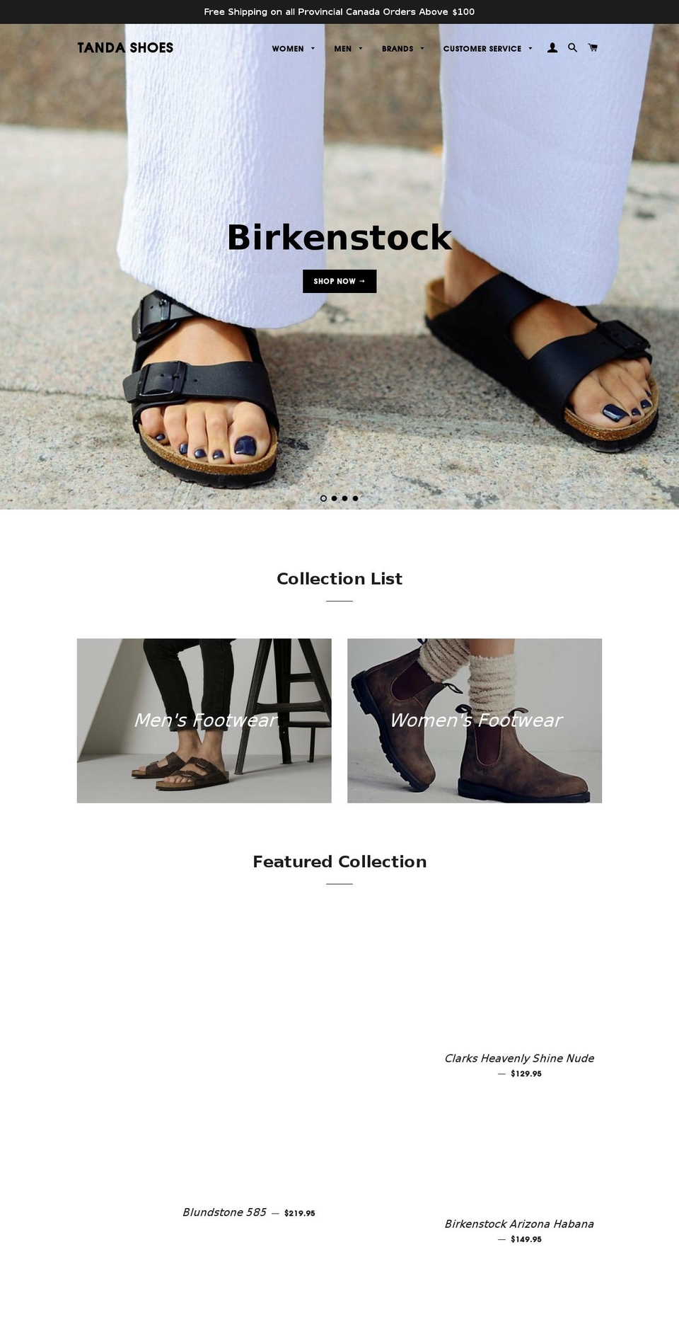 tanda-shoes.myshopify.com shopify website screenshot