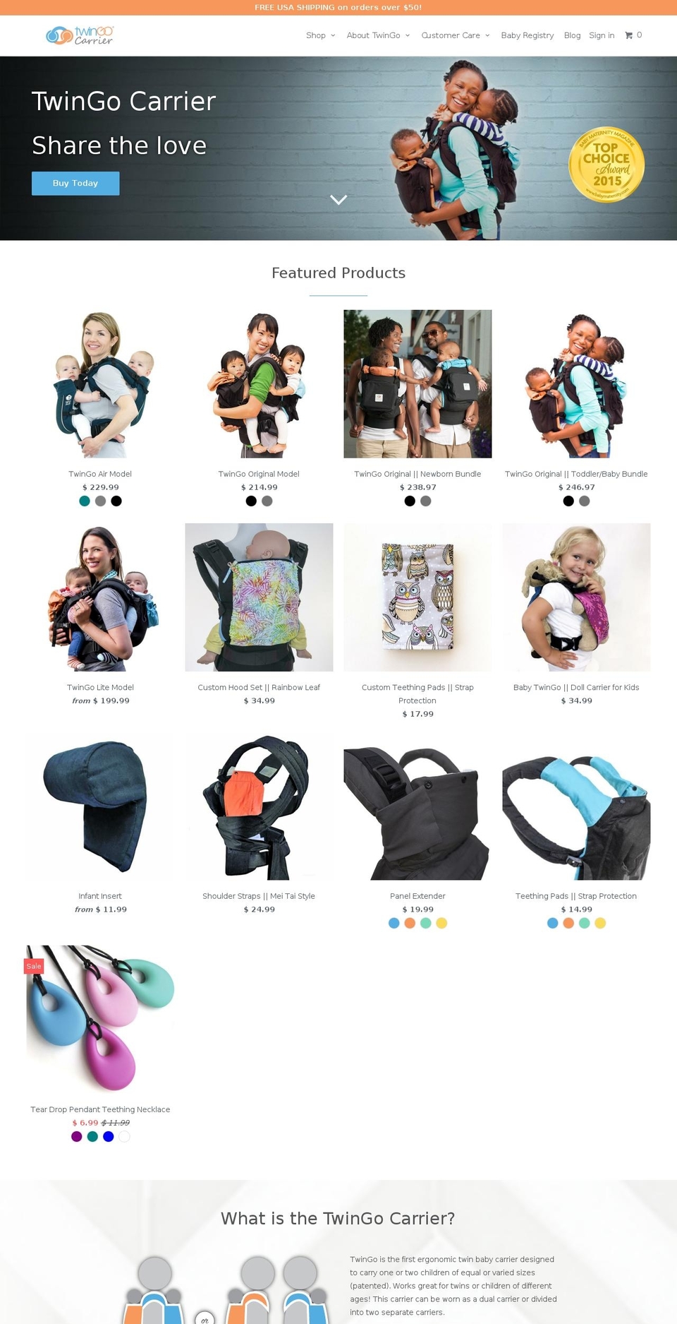 tandembabywearing.com — Shopify storefront screenshot