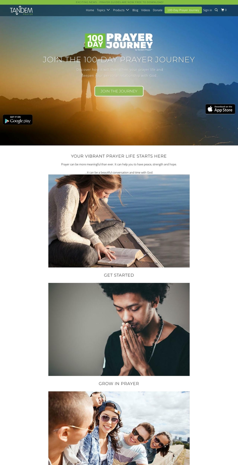 tandemprayer.org shopify website screenshot