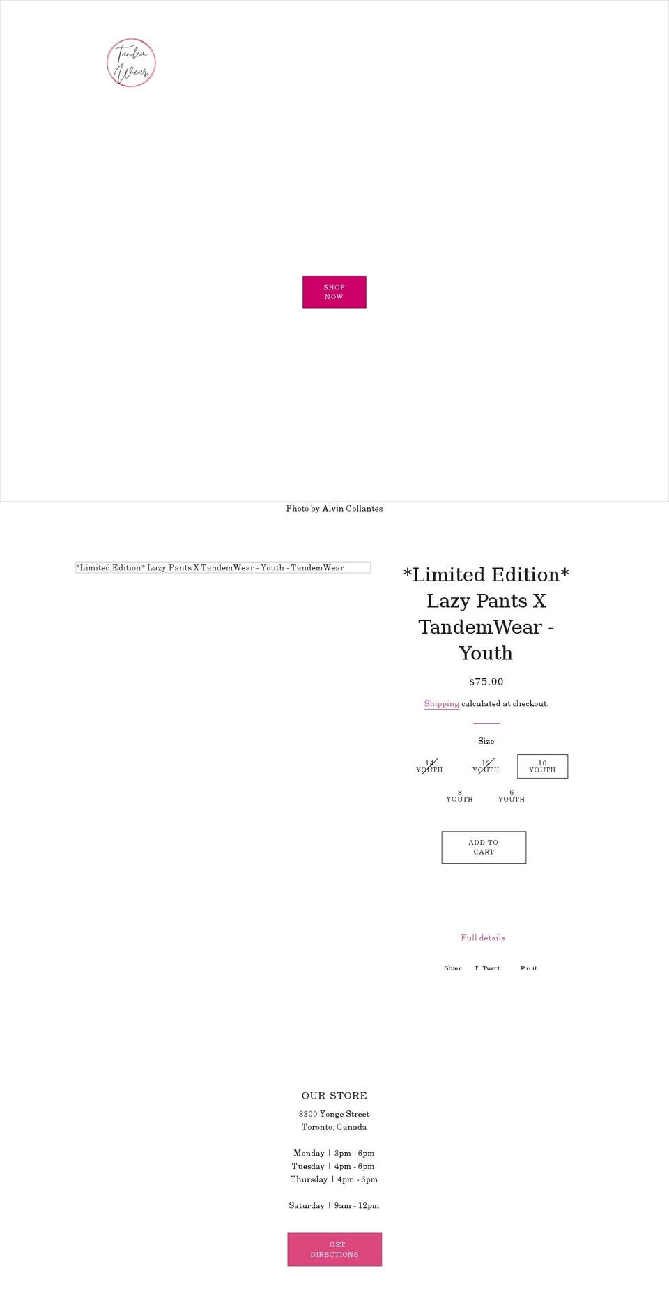tandemwear.ca shopify website screenshot