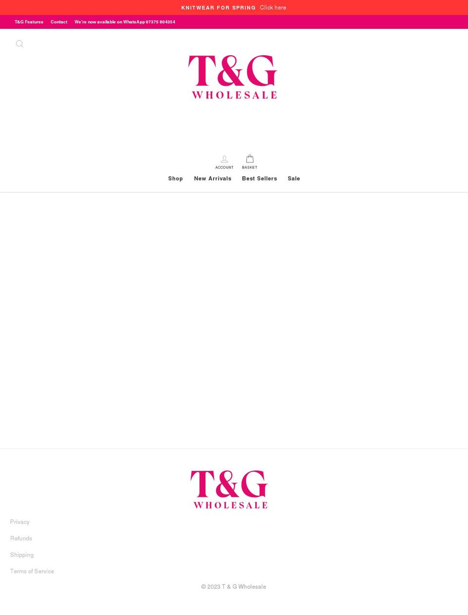 tandgwholesale.co.uk shopify website screenshot