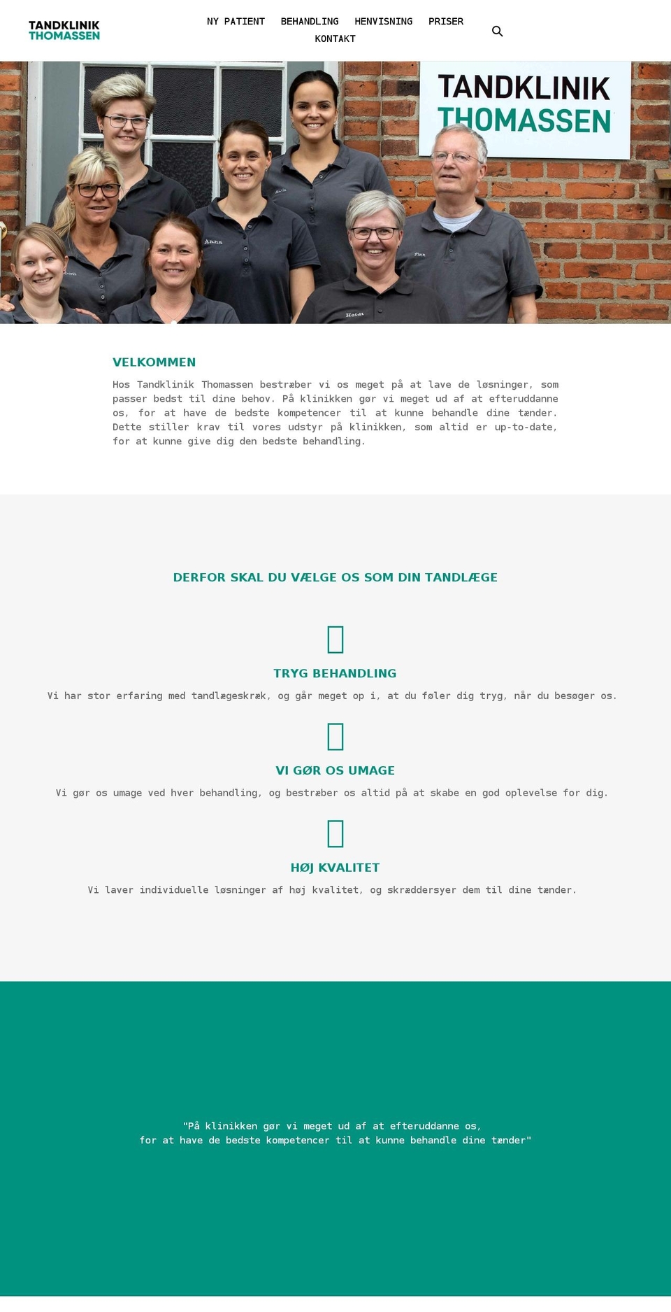 tandklinikthomassen.dk shopify website screenshot