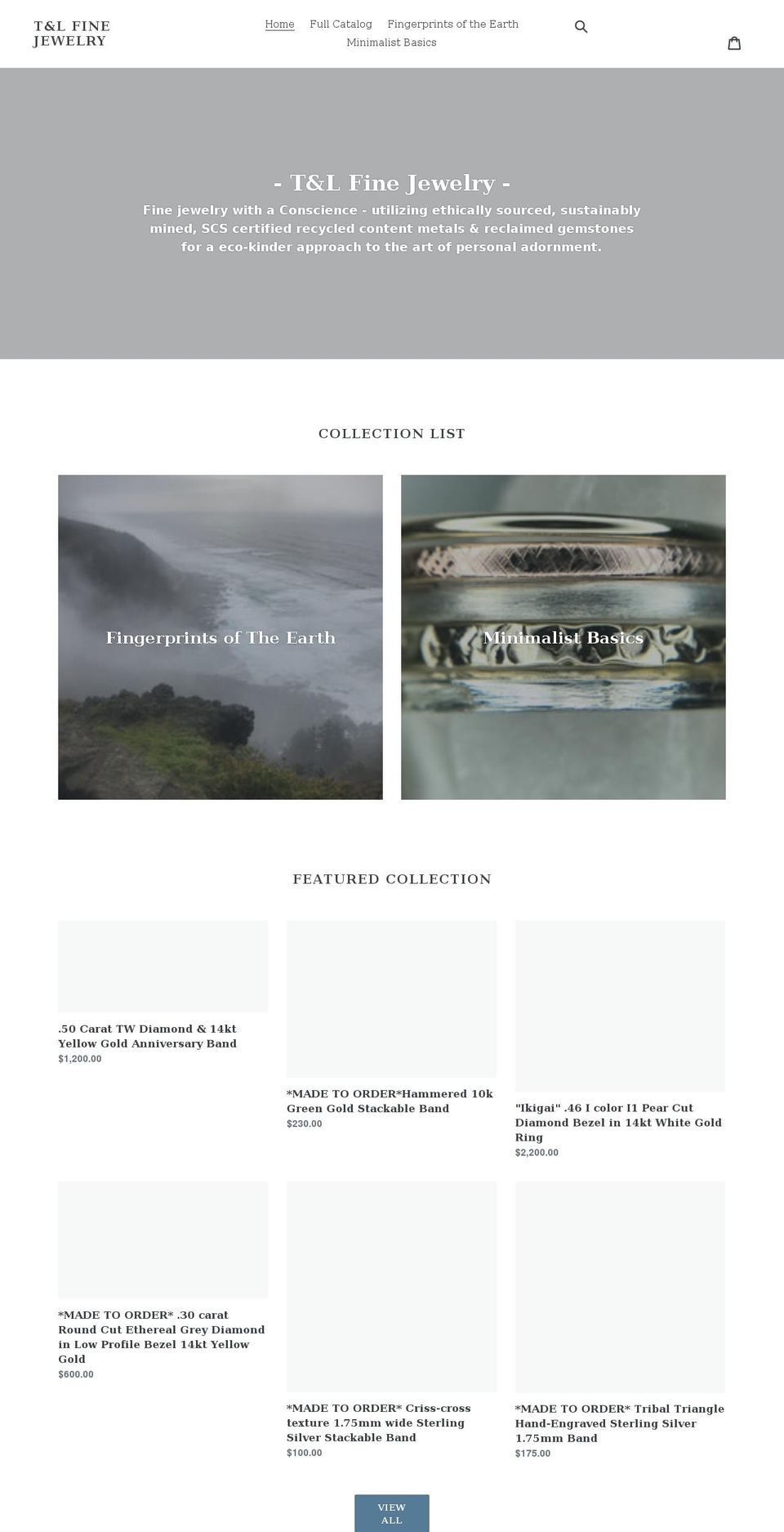 tandljewelry.com shopify website screenshot