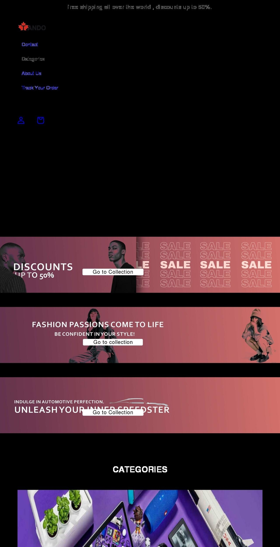 tandoshop.com shopify website screenshot