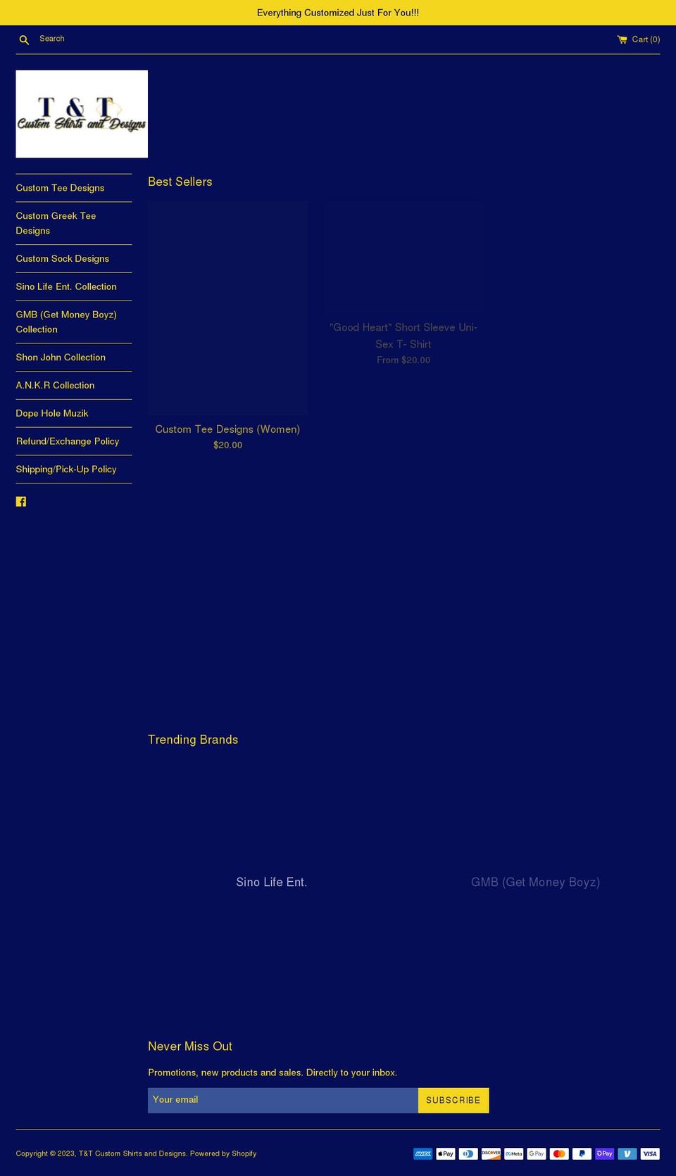 tandtcustomtrends.com shopify website screenshot