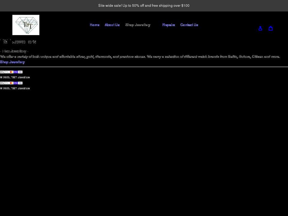 tandtjewellers.com shopify website screenshot