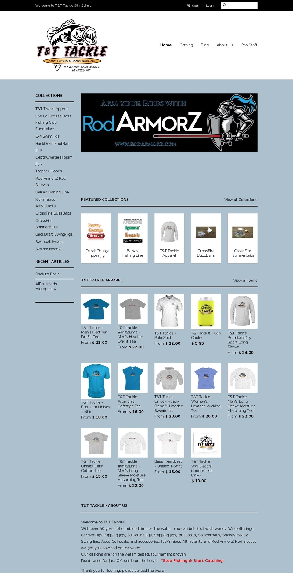 tandttackle.com shopify website screenshot