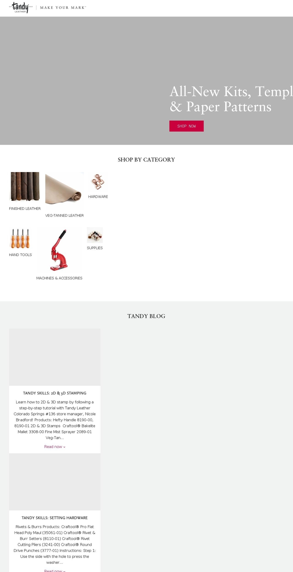 tandyleatherfactory.co.uk shopify website screenshot