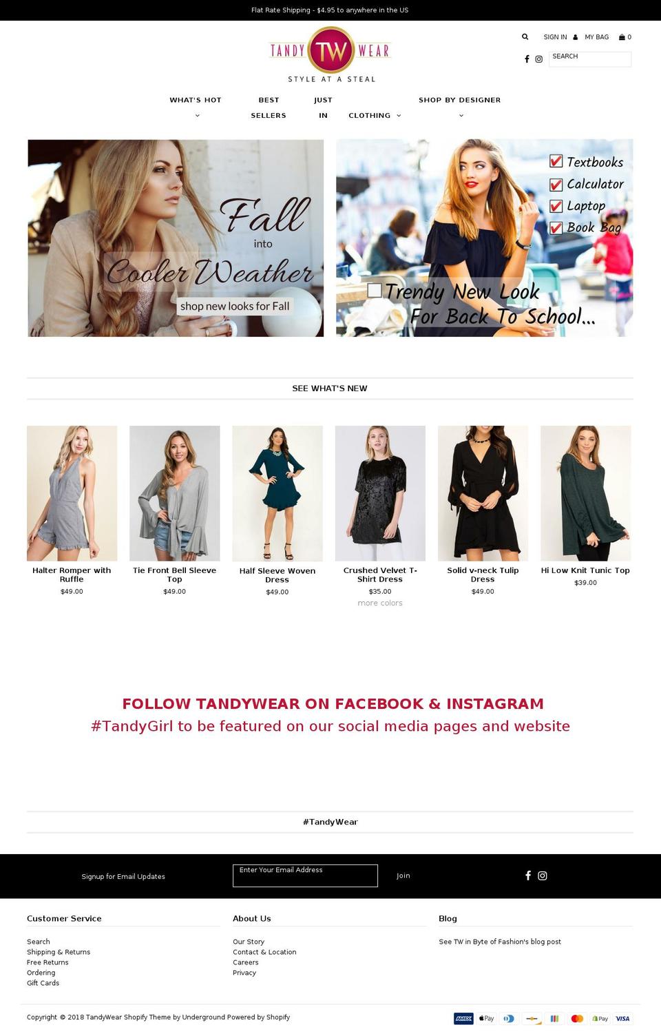 tandywear.com shopify website screenshot
