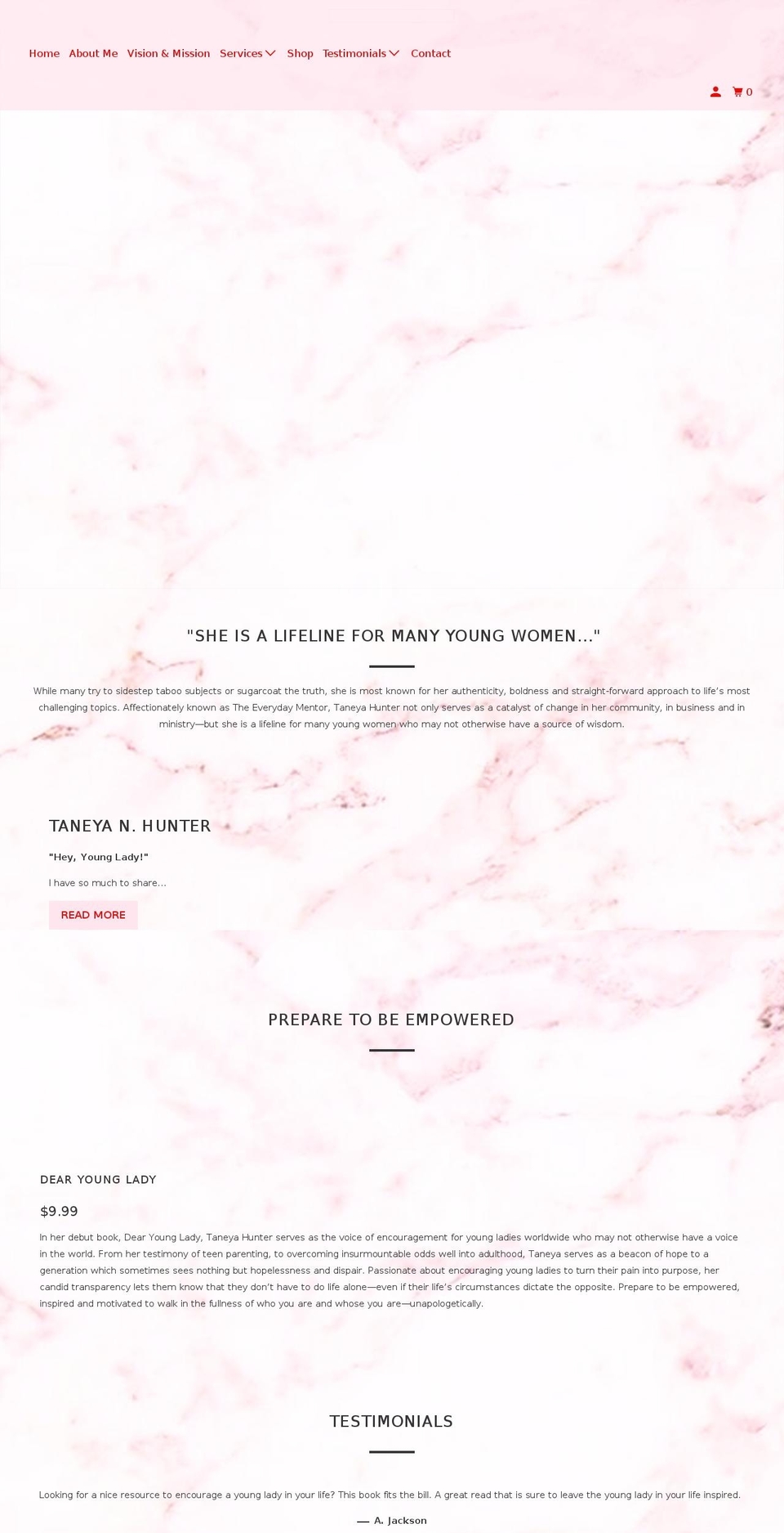 taneyanhunter.com shopify website screenshot