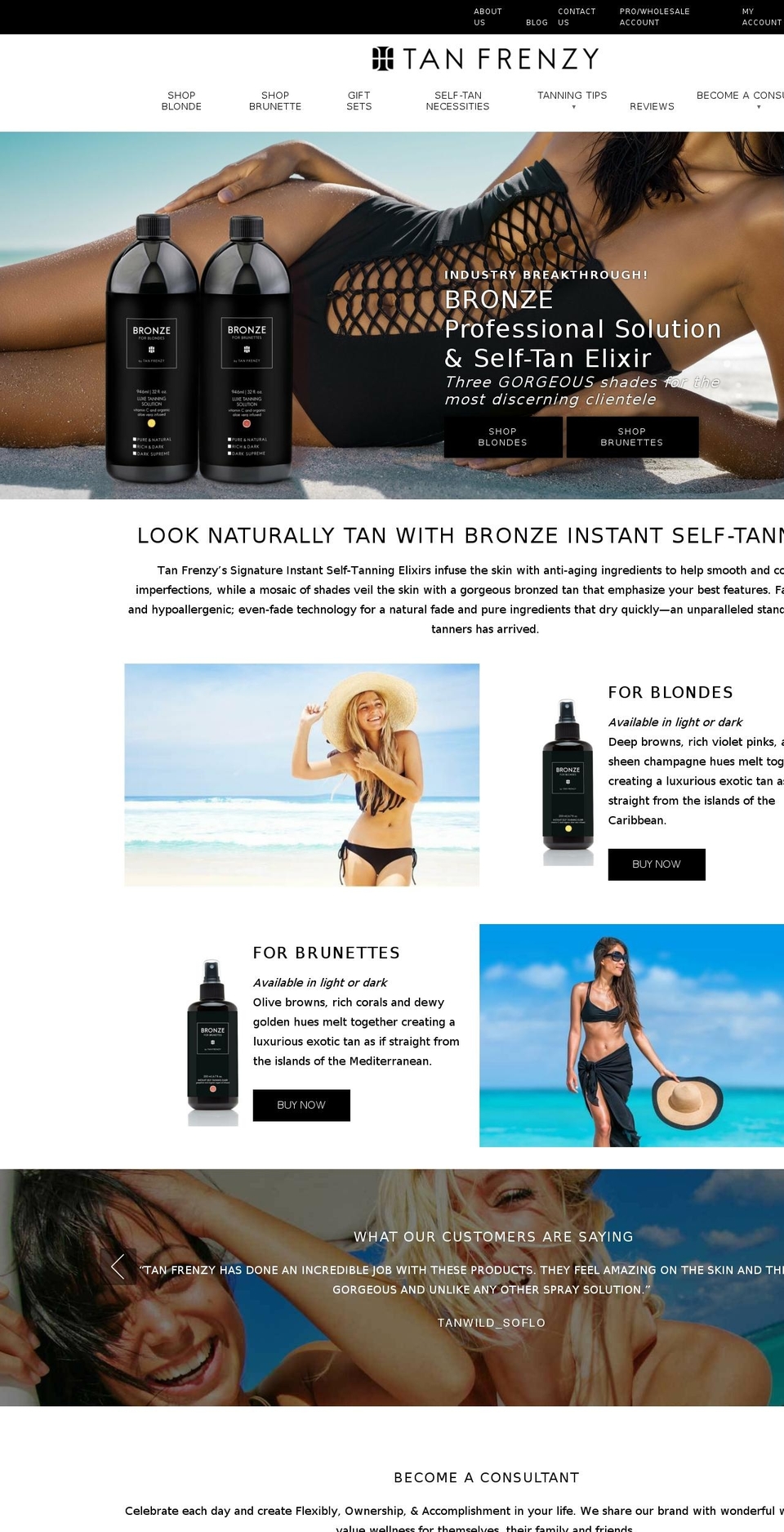 tanfrenzy.com shopify website screenshot