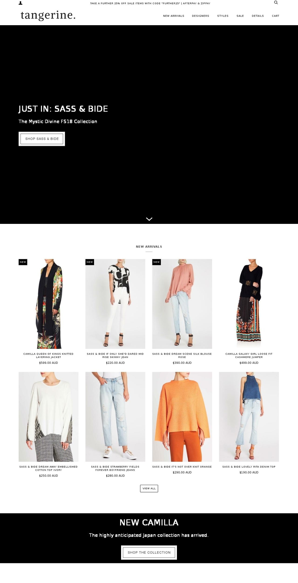 tangerinebeach.com — Shopify storefront screenshot