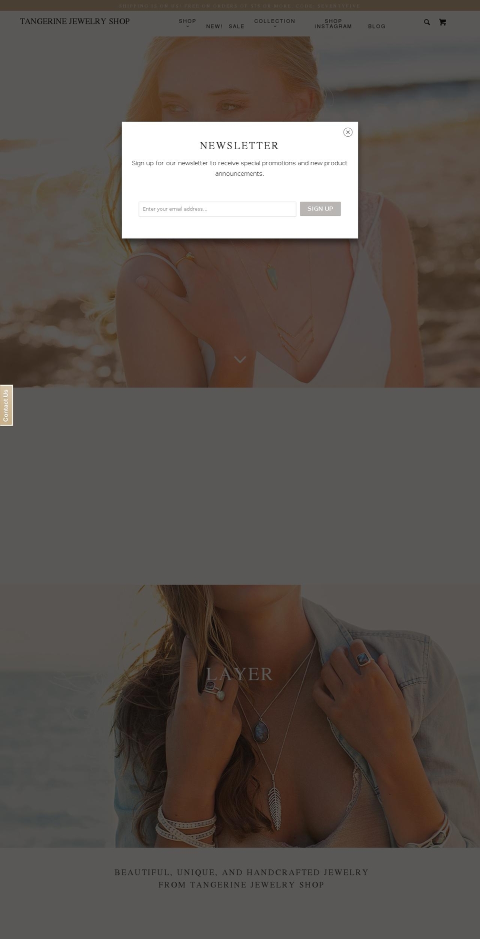 tangerinejewelryshop.com shopify website screenshot