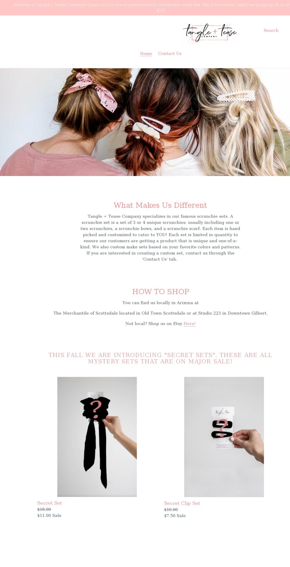 tangleandteaseco.com shopify website screenshot