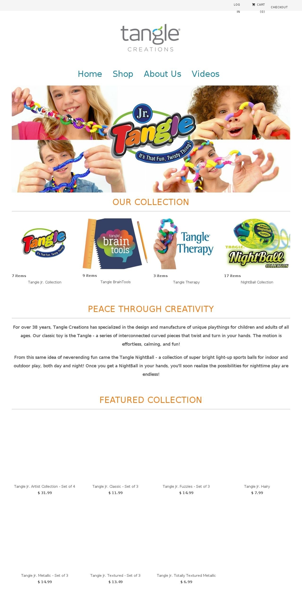 tanglecreations.toys shopify website screenshot